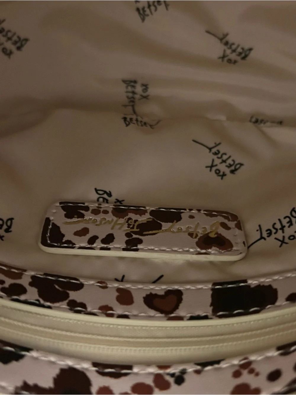 Betsey Johnson Brown & Cream Heart Print Hobo Bag